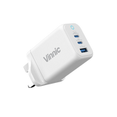 Vinnic 65W FERNOW GaN Charger, a cutting-edge charging solution that offers not only a powerful 65W output, but also the convenience of supporting up to 3 devices simultaneously.